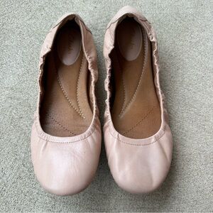 Clarks Artisan Blush Nude Leather Ballet Flats Elastic Comfort Slip On Sz 10